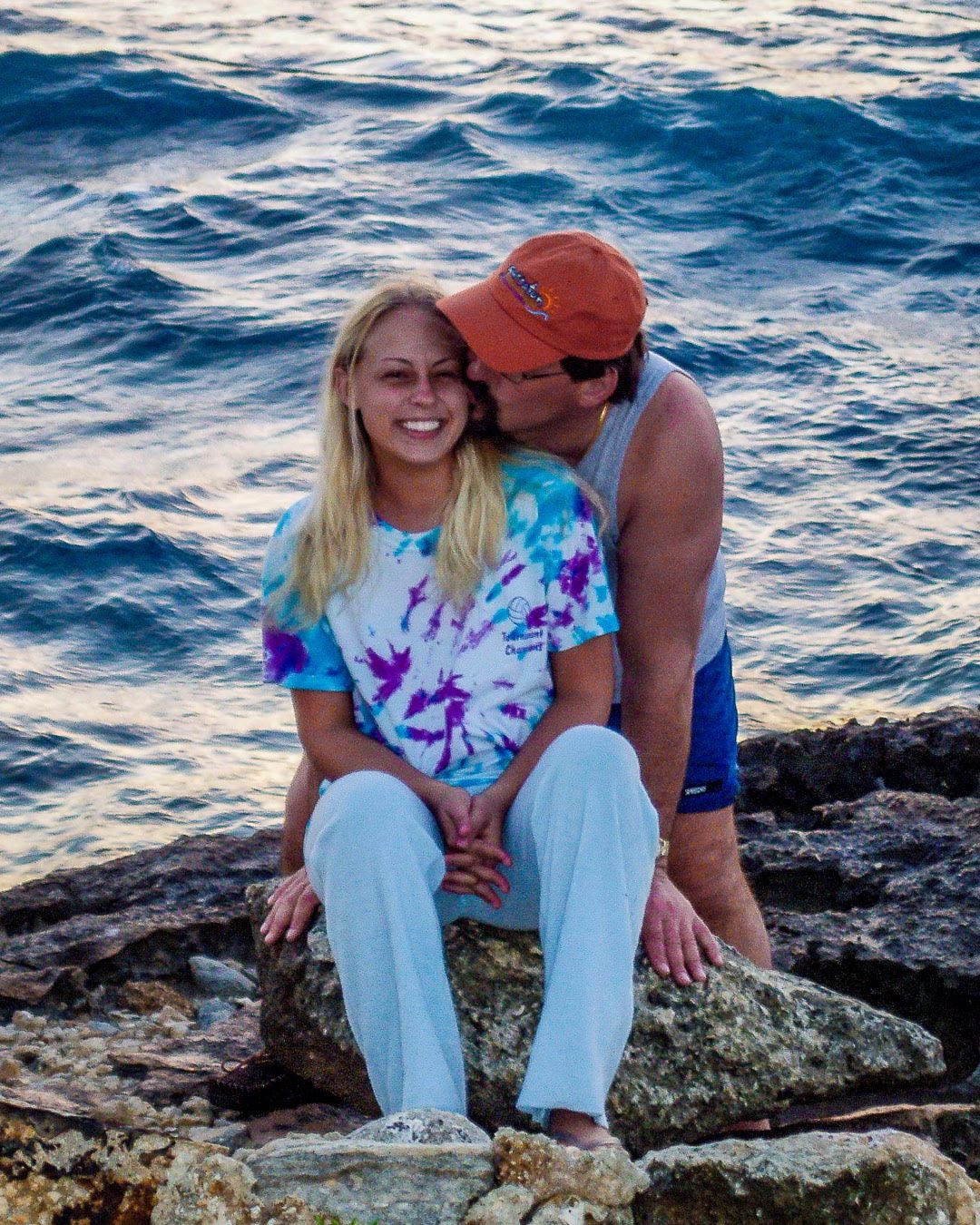Becky Werner with her father, Bob, sharing a moment together by the ocean.